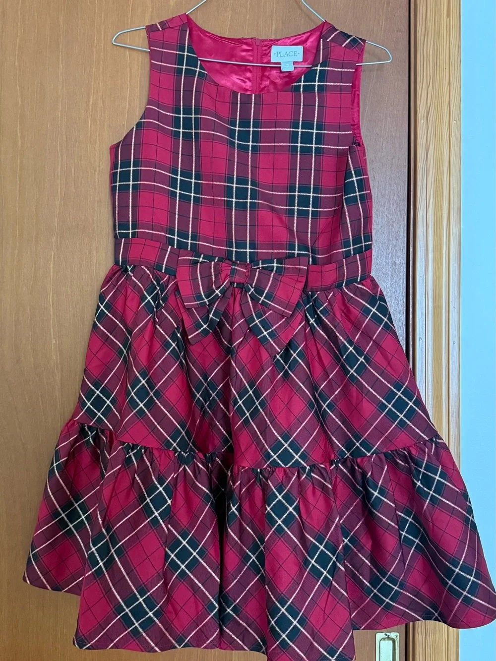 The Children's Place Red Plaid Tiered Dress with Bow